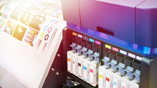 Ink in cartridges and plotter