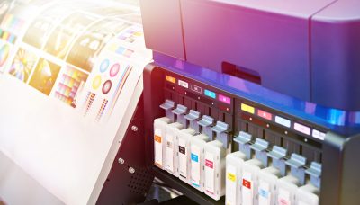 Ink in cartridges and plotter